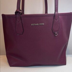 Michael Kors Saffiano Leather Candy Large Reversible Tote Plum/Blossom